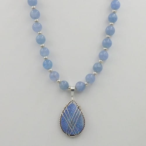 Click to view detail for DKC-1075 Necklace, Blue Druzy $225